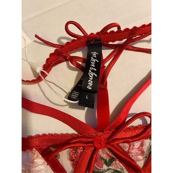 Victoria’s Secret For Love & Lemons Roses Lace Lattice GARTER BELT & Thongs NWT - Picture 6 of 14